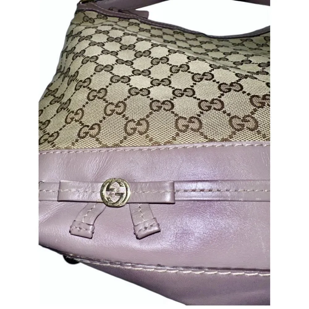 Gucci Mayfair lavender leather gg canvas hobo